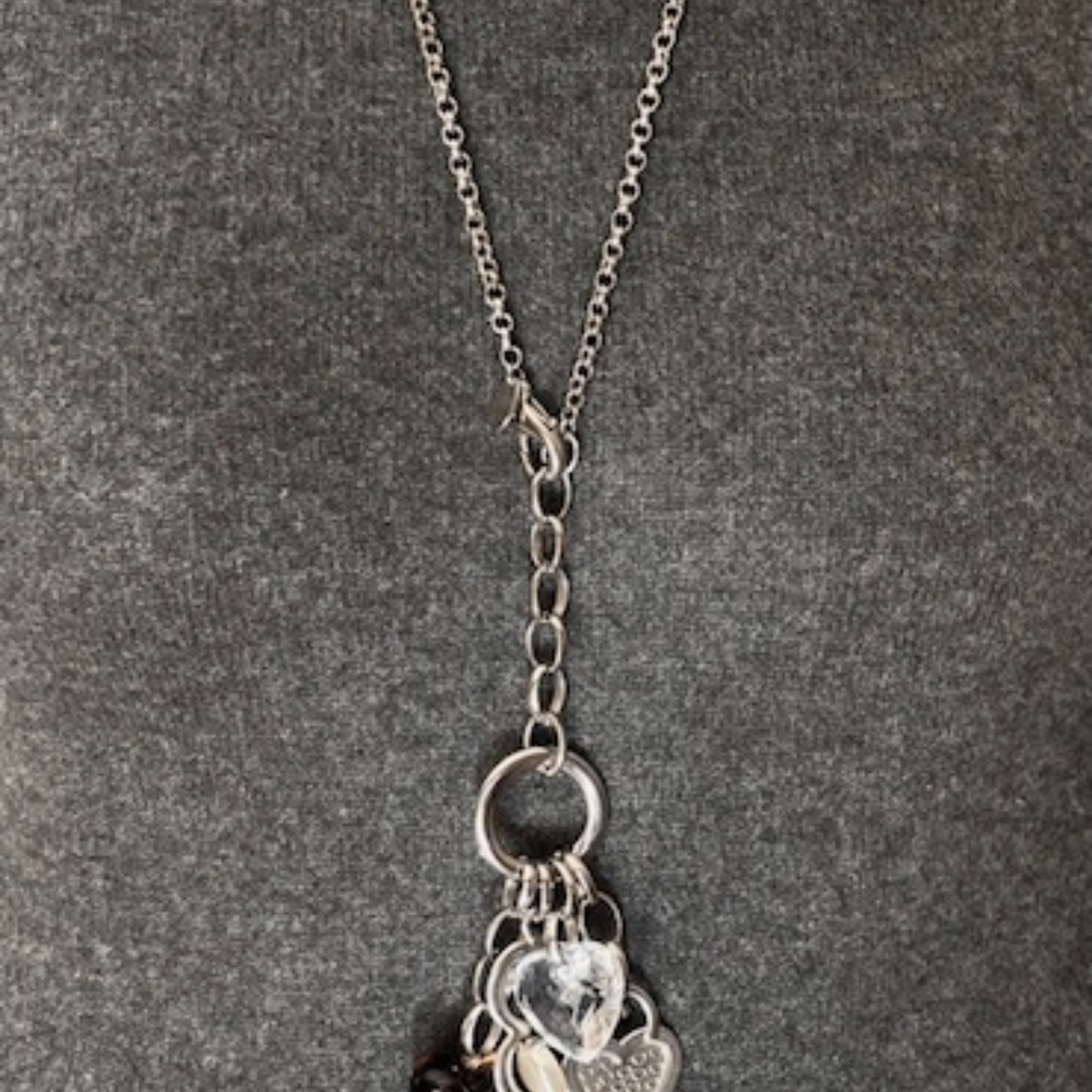 VAL whimsical Heart Necklace in silver with 9 different sizes hearts pendants